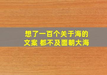 想了一百个关于海的文案 都不及面朝大海